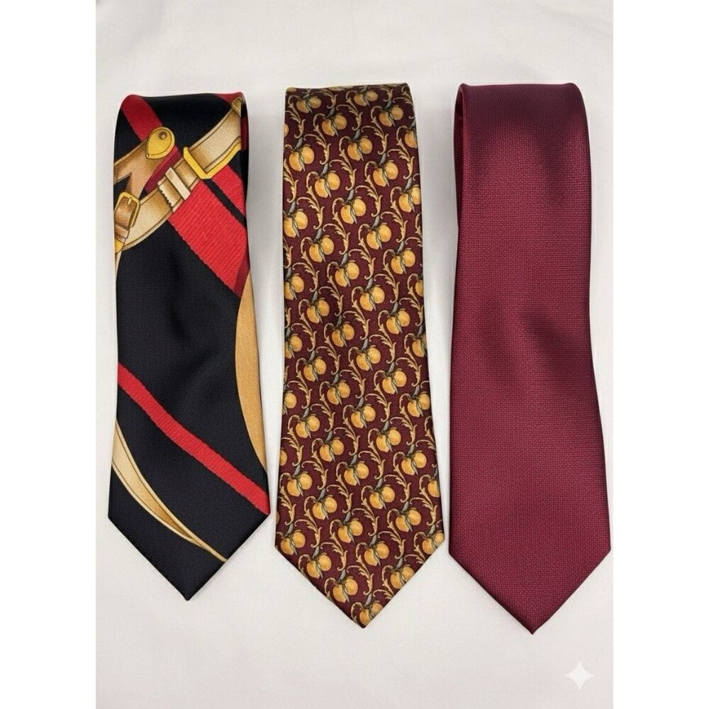Bundle of Luxury Mens Hermes FENDI Burberry‎ Neckties 100% Silk Professional